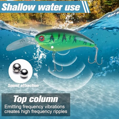 Fishing Lures Kit Crankbait Minnow Jerkbaits Popper Lures Shadllow Deep Diving Swimbaits Pencil Walleye Lures Artificial Hard Fishing Baits for Bass Trout Redfish Saltwater Freshwater - color: Crankbaits-8pcs