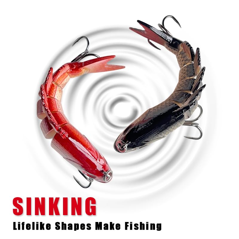 3pcs Multi-Jointed Panfish Bluegill Swimbait Hard Sinking Bass Fishing Lure with Sharp Treble Hooks, Lifelike Fishing Lures for Bass Trout Walleye Crappie, Amazing Swimbaits Gift - color: 06-3.15inches