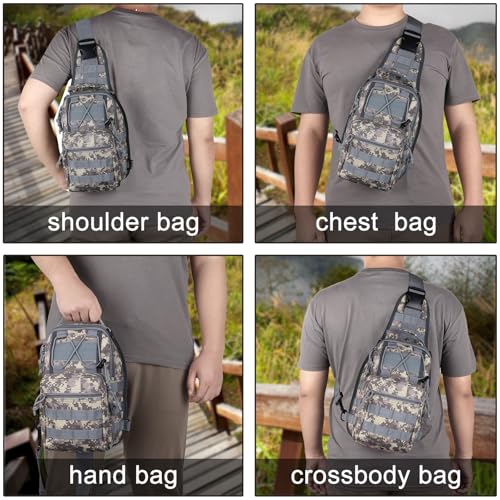 Qcute Tactical Backpack, Waterproof Military Cross-body Molle Sling Shoulder Backpack Chest Bag for Outdoor Every Day Carry - color: New Acu Camouflage