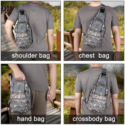 Qcute Tactical Backpack, Waterproof Military Cross-body Molle Sling Shoulder Backpack Chest Bag for Outdoor Every Day Carry - color: New Acu Camouflage