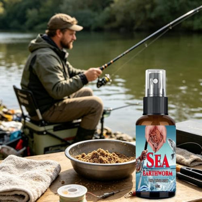 Fish Attractant Liquid, with Sea Earthworm Concentrated Spray, 60ml, Catfish Bait Enhancer, Bass Scent Booster, Natural Long Lasting, for Rivers Ponds Anglers Dad Husband