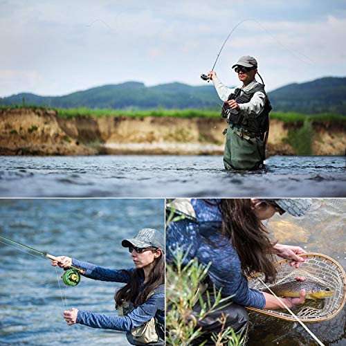 Sougayilang Fly Fishing Rod Reel Combos with Lightweight Portable Fly Rod and CNC-machined Aluminum Alloy Fly Reel,Fly Fishing Complete Starter Package - color: Fly Fishing Full Kit 5-6#-Green