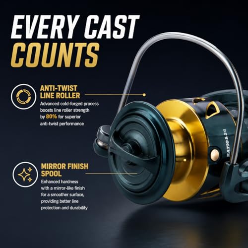 Spinning Fishing Reel – 33LBs Max Drag, 5.2:1 Gear Ratio, Water Resistant with 9+1 Corrosion-Resistant Bearings for Bass, Trout, Salmon Fishing - size: SA3000