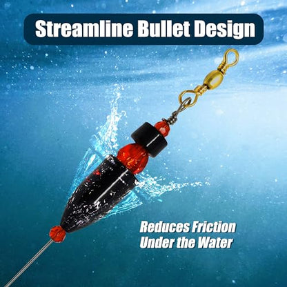 Reaction Tackle Carolina Rigs for Bass Fishing- Freshwater Saltwater - Brass Pre Rigged Kit- Fishing Weights Barrel Sinkers 6-Pack - color: Black, size: 1/2 Oz