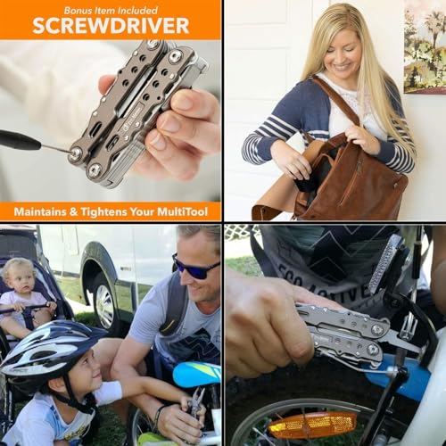 15-in-1 Multitool Pocket Knife, Multipurpose Stainless Steel All In One Tool for Camping Hiking Survival Travel Home - Portable Heavy Duty Folding Utility Multi Tool with Self-Locking - style: Metallic Silver