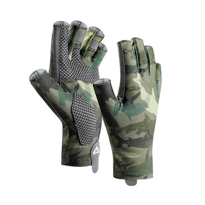 Sun Gloves UPF 50+ Fishing Gloves, Fingerless Sun Protection UV Protection Fishing Gloves Men/Women for Kayaking, Hiking, Paddling, Driving