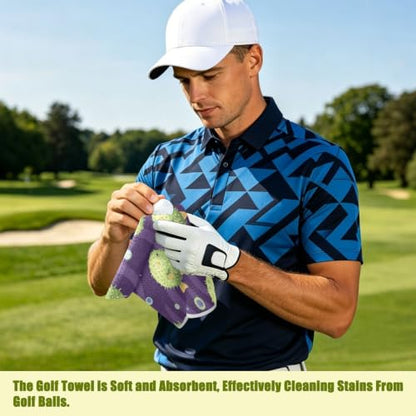 Underwater Fish Purple Pattern Magnetic Golf Towel for Golf Bags Microfiber Golf Accessories for Men Women with Carabiner Clip Attaches to Clubs and Carts, 17.7"x17.7"
