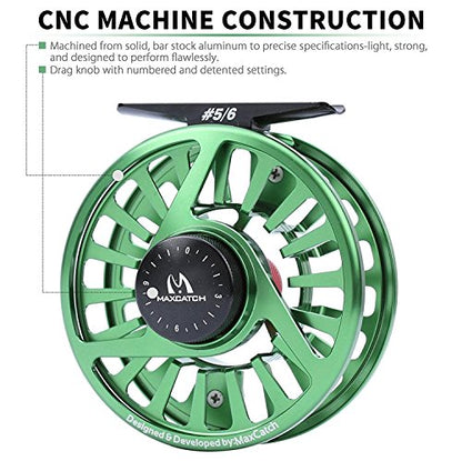 Maxcatch AVID Fly Fishing Reel with CNC-machined Aluminum Body - 1/3, 3/4, 5/6, 7/8, 9/10 Weights(Black, Green, Blue) - color: Fly Reel Green, size: 3/4wt
