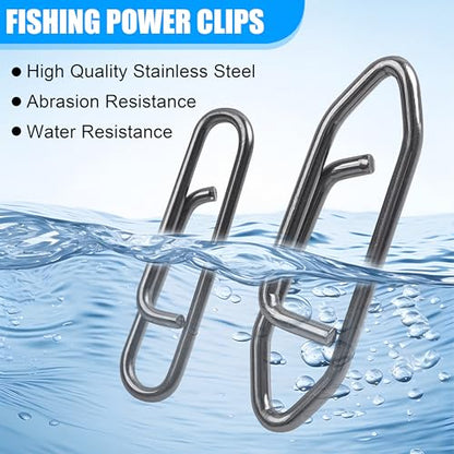 AGOOL Speed Clips for Fishing Lures Kit, Fishing Snaps Clips High Strength Quick Change Clips Stainless Steel Fishing Power Clips Swivels Fishing Tackle Connector Snaps - style: 50pcs Fishing Clips Kit