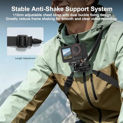MINIFOCUS Neck Mount Adjustable Vlogging Neck Chest Strap with 1/4" Adapter, Hands Free Camera Lanyar Necklace Holder Compatible with GoPro Hero/Insta 360/Ace/Osmo 360/Nano/Action - color: V4022