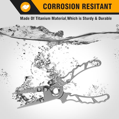 Titanium Fishing Pliers Saltwater, Corrosion Resistant Fishing Pliers Hook Remover with Double Tungsten Cutters, Fishing Gear as Split Rings Pliers