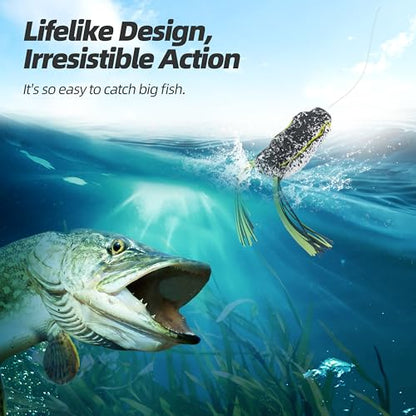 Soft Frog Lures, Topwater Swimbaits for Bass Fishing, Realistic PVC Design, Weedless Hooks, Perfect for Freshwater & Saltwater, Effective Fishing Lures for Pike & Snakehead - style: 10pcs-style E