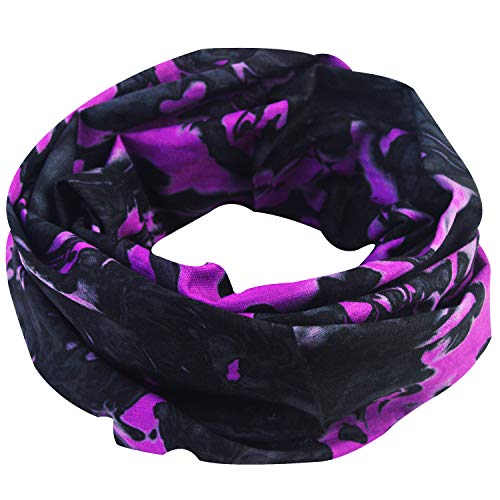 Obacle Seamless Face Mask Rave Bandana Men Women for Dust Sun Wind Protection - color: Pure Black Purple