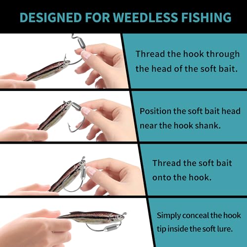 40pcs Weighted Swimbait Hooks Set with Box, EWG Weedless Weighted Fishing Soft Lures Hook, Saltwater Freshwater Worm Fishing Hooks for Bass Walleye Catfish, 1#, 1/0, 2/0, 3/0, 4/0, 8pcs Each Size