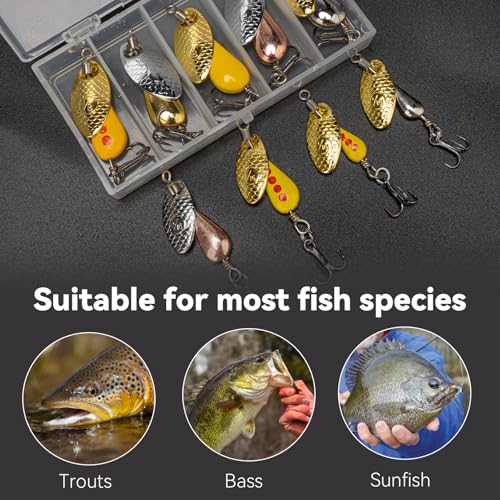 QualyQualy Trout Lures Fishing Spinnerbaits 5pcs Brass Hard Metal Spinner Trout Baits Fishing Lure for Perch Freshwater Saltwater Lake River - color: #A, size: 1/10 oz