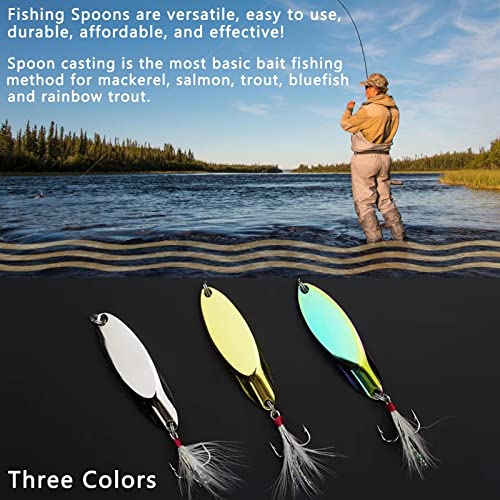 Fishing Spoons Fishing Lures Casting Spoon Metal Jig Lure Trout Lures for Freshwater/Saltwater, Reflective Spoons Bait with Treble Hooks Fishing Tackle 5 Pcs - color: Sliver (5pcs), size: 1/2oz