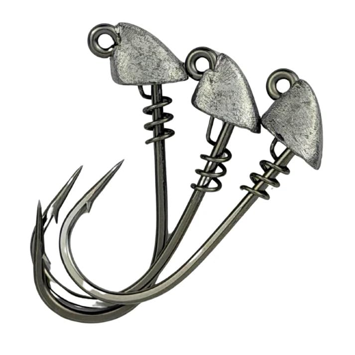AM Fishing TX Jigheads – Premium Saltwater & Freshwater Fishing Jig Heads, Corrosion-Resistant Mustad Steel Hooks, Custom Screw Lock, 2/0 Hook Size, Multiple Weights, 3-Pack - size: 1/8oz