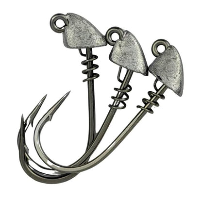 AM Fishing TX Jigheads – Premium Saltwater & Freshwater Fishing Jig Heads, Corrosion-Resistant Mustad Steel Hooks, Custom Screw Lock, 2/0 Hook Size, Multiple Weights, 3-Pack - size: 1/8oz