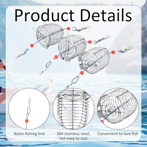 Hollowfly 20 Pcs Carp Fishing Bait Trap Cage Bulk Stainless Steel Feeder Basket Holder Coarse Lure Trap Catfish Carp Fishing Accessories - size: 1.77 x 7.48"