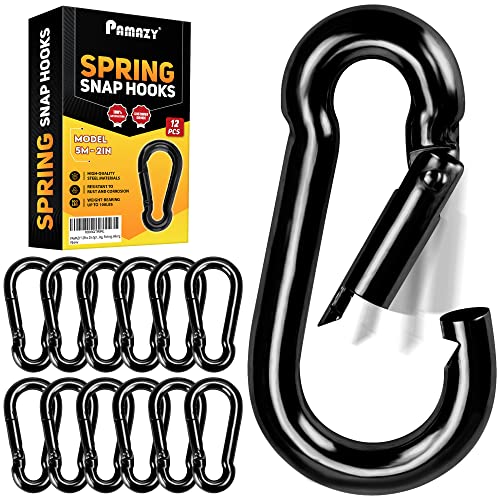 PAMAZY 12Pcs 2In Spring Snap Hooks, Utility Hook Clip, Heavy Duty Rope Connector, Quick Link Snap Hooks for Indoor and Outdoor, Hanging, Camping, Fishing (12Pcs 2In) - size: 12Pcs 2In