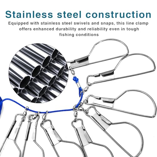 CONSIO 16 ft Fishing Stringer Fish Stringer Holder for Caught Fish 8, Stainless Steel Swivels Snaps Lock and Heavy Duty Ground Spike, Stringers Trout Fishing Gear for Trout Bass Salmon Walleye