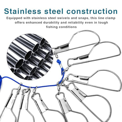CONSIO 16 ft Fishing Stringer Fish Stringer Holder for Caught Fish 8, Stainless Steel Swivels Snaps Lock and Heavy Duty Ground Spike, Stringers Trout Fishing Gear for Trout Bass Salmon Walleye