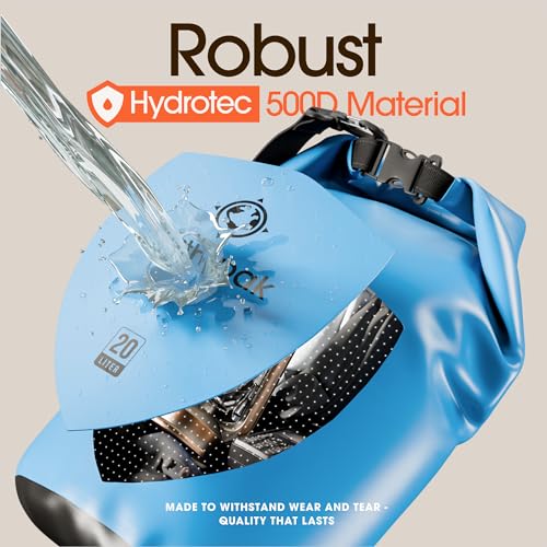 Earth Pak Waterproof Dry Bag - Roll Top Waterproof Backpack Sack Keeps Gear Dry for Kayak with Waterproof Phone Case - color: Light Blue, size: 20L