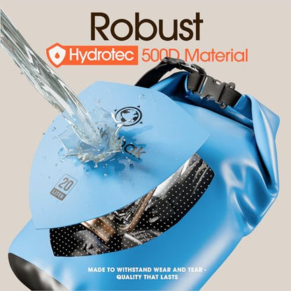 Earth Pak Waterproof Dry Bag - Roll Top Waterproof Backpack Sack Keeps Gear Dry for Kayak with Waterproof Phone Case - color: Light Blue, size: 20L