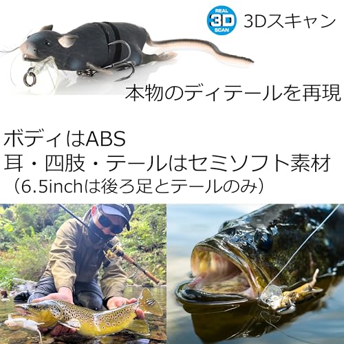 Savage Gear 3D Rad Rat Fishing Bait, 1/2 oz, Black, Realistic Contours, Colors & Movement, Durable Construction, Versatile Rigging Options, Dual Treble Hook Configuration