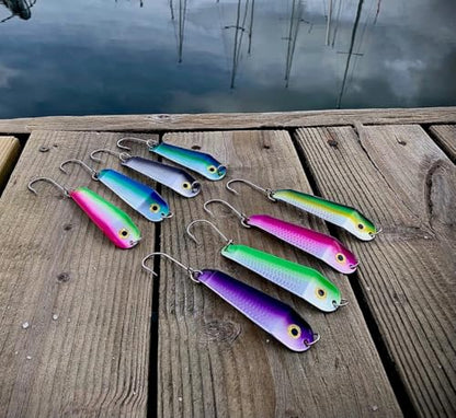 Loony Spoons Max 2-Pack Premium Fishing Lures | Salmon, Trout, Walleye - Saltwater and Freshwater - color: Green Hornet, size: Size 3 - 3"