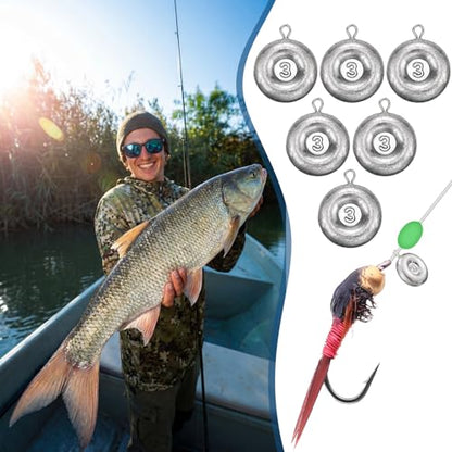 Shimeyao 18 Pieces Disc Sinkers Fishing Weights No Roll Disc Fishing Sinkers Weights for Saltwater Trolling Surf Tackle - size: 3oz