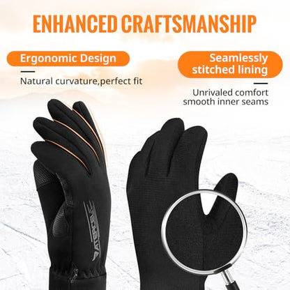 ATERCEL Winter Gloves Men and Women Cold Weather Glove Touchscreen Warm Waterproof Bicycle Gloves Sports Ski Glove - size: Small