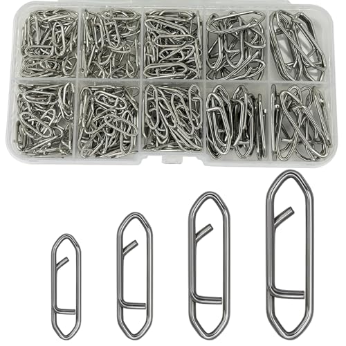 Fishing Power Clips, 200pcs Fishing Speed Clips for Fishing Lure Quick Change, High Strength Stainless Steel Clips Snap Freshwater Saltwater Crankbait Popper Lure Connector Tackle - size: 200pcs (5 Sizes):#13,#18,#25,#30