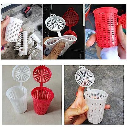 10 Pack Fishing Bait Cage Trap Feeder Holder Box Large Size Baits Case Barrel Fish Lure Plastic Basket Fishing Tackle Kit Gear Tool for Fish Shrimp Earthworm Crab Catfish Cast Net