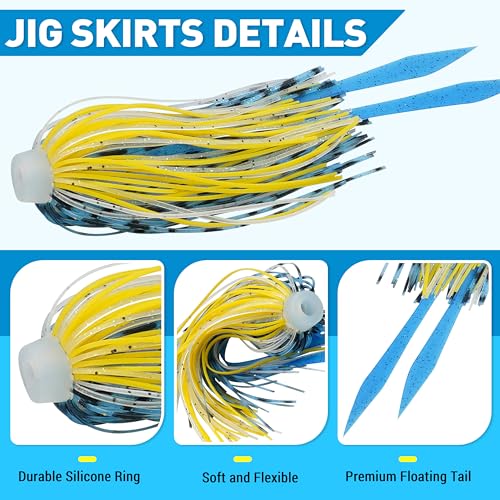Silicone Jig Skirts 10/20pcs Spinnerbait Skirts with Tail Fishing Lure Skirts Replacement Quick Change Fishing Umbrella Skirts for Spinnerbaits Buzzbaits Bass Jig Lure Making Supplies - style: 20pcs