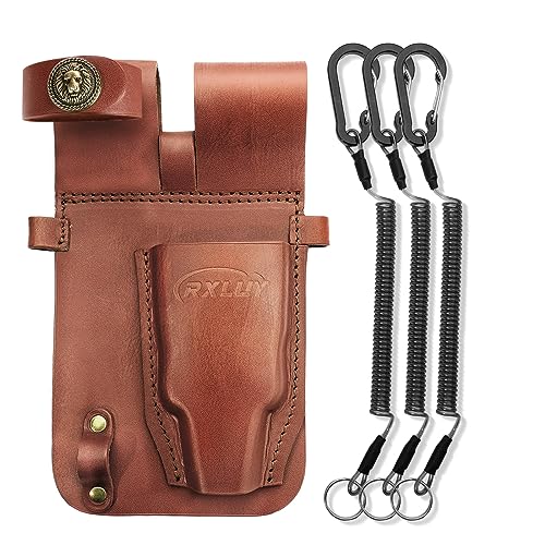 Fishing Pliers Holster with Retractable Lanyard, Universal Fit for Most Sea Fishing & Wild River Lure Tongs Leather Accessories - color: Dark Brown