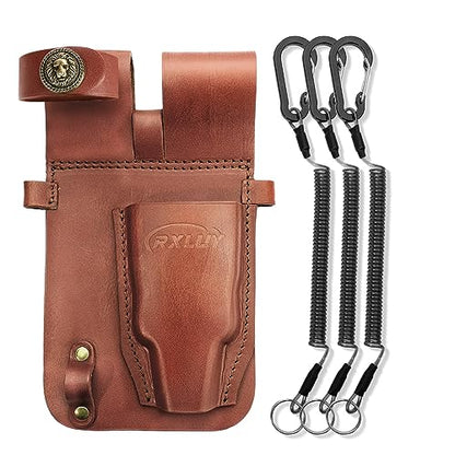 Fishing Pliers Holster with Retractable Lanyard, Universal Fit for Most Sea Fishing & Wild River Lure Tongs Leather Accessories - color: Dark Brown