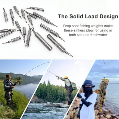 30pcs Fishing Weights Sinkers Kit, Drop Shot Weights & Fishing Sinker Assortment, Lead Fishing Weights with Barrel Swivels, Snag-Free Pencil Sinkers for Bass, Catfish in Freshwater Saltwater