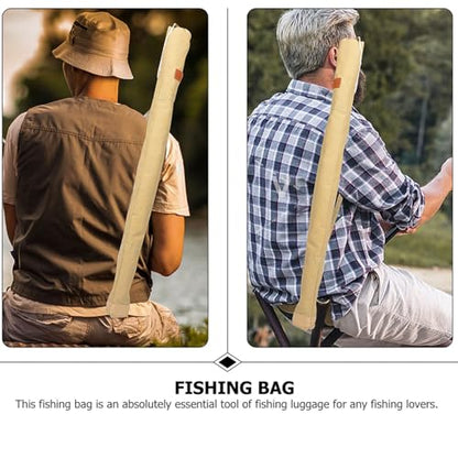 Toddmomy Fishing Rod Bag Portable Storage Case with Adjustable Straps Canvas Fishing Accessory Pouch for Outdoor Angling 55.11In Length