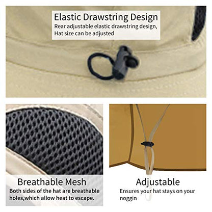 Sun Blocker Hats Outdoor Sun Protection Fishing Cap with Neck Flap Large Brim Outdoor Hat - color: Khaki