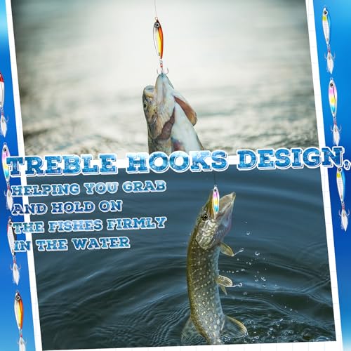 20 Pcs Spoon Fishing Lures 1.06 oz Saltwater Micro Fishing Jigs Sink Metal Jigging with Ultra-Sharp Hooks for Shore Sea Fish Salmon Bass
