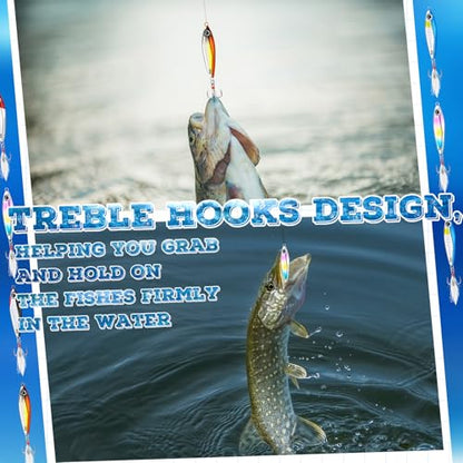 20 Pcs Spoon Fishing Lures 1.06 oz Saltwater Micro Fishing Jigs Sink Metal Jigging with Ultra-Sharp Hooks for Shore Sea Fish Salmon Bass