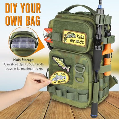 Dovesun Small Fishing Backpack Fishing Sling Bag with 3600 Tackle Box Small Tackle Backpack with Tool Set Green - color: B: Fishing Tackle Backpack With Tool Set(green)