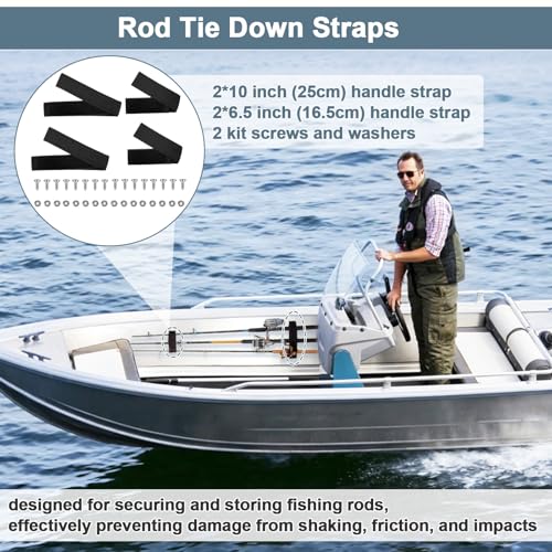 Fishing Rod Strap Rod Tie Down Boat Deck Fishing Pole Storage 10 In 6.5 In | Fishing Pole Straps for Boat Deck 2 Kit