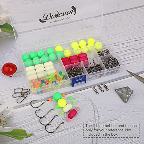 Dovesun 220/104/80/60/54/52/42pcs Pompano Rig Floats for Surf Fishing Foam Bobbers for Fishing Fly Fishing Bobbers Floats Bright Color Kit/Round/Cylindrical/Heart/Bullet/Pill/Spin Shape - color: Kit-220pcs