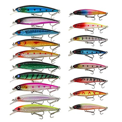 Fishing Lures Kit Set, Baits Tackle Including Crankbaits, Topwater Lures, Spinnerbaits, Worms, Jigs, Hooks, Tackle Box and More Fishing Gear Lures for Bass Trout - color: 18Pcs Fishing Lures