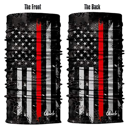 Obacle Bandana Face Mask Neck Gaiter Tube Mask Men Women for Sun Dust Protection - color: Us Flag Black Red Line