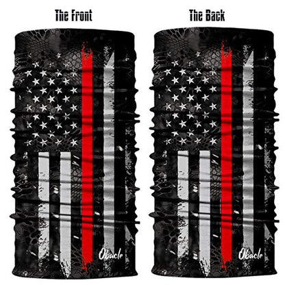 Obacle Bandana Face Mask Neck Gaiter Tube Mask Men Women for Sun Dust Protection - color: Us Flag Black Red Line