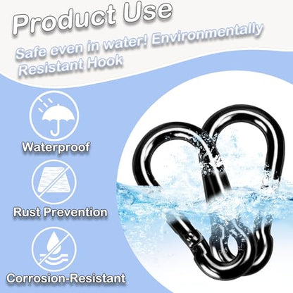 Carabiner Clips Black Twours Spring Snap Hooks Small Carabiners Heavy Duty Galvanized Steel Quick Links for Rust-Resistant Keychain Clips Outdoor Hiking Camping Hammock Fishing 1.56" 1.97" 2.36" 3.15" - size: 3.15inch(M8)--16pcs