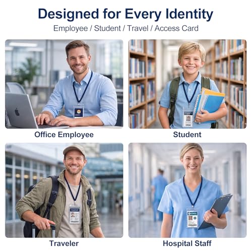 6 Pack Badge Holder, Plastic ID Badge Holder, Clear Waterproof ID Card Holder with Resealable Zip, 2.5" x 3.8" Vertical Name Tag Holder for Nurses and Office, Fits ID Card/Credit Card/Student Card